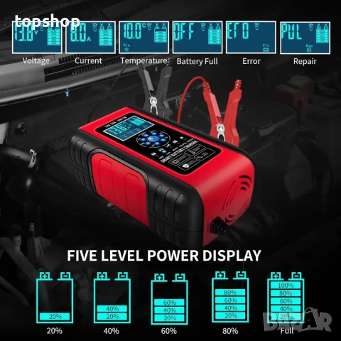 Зарядно за алумилатори E-FAST, 10A Lifepo4, 12/24V, всичко в 1 - камион, кола, мотоциклет, лодка..., снимка 3 - Аксесоари и консумативи - 50501973