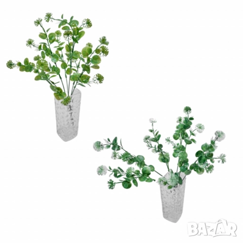 Аранжировка от изкуствени растения с бели цветчета – елегантно допълнение за всяко пространство, снимка 2 - Други стоки за дома - 52137664