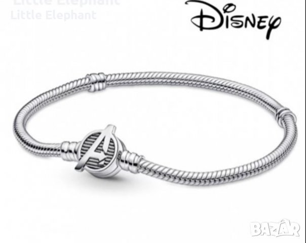 Сребърна гривна Пандора,змийска плетка,Марвел,"Отмъстителите",19 см/нова