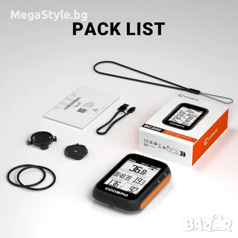 Велокомпютър Coospo BC200, GPS, водоустойчив, 36 часа живот на батерията, 2.6" LCD, снимка 9 - Аксесоари за велосипеди - 55751583