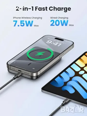 UGREEN Nexode Magnetic съвместимо преносимо зарядно устройство PD 20W, снимка 3 - Оригинални зарядни - 48468458