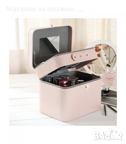 КУФАР ЗА КОЗМЕТИКА НА ДВЕ НИВА С ОГЛЕДАЛЦЕ НА КАПАКА - код 5101