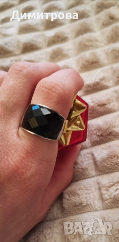 Масивен сребърен пръстен с оникс, снимка 6 - Пръстени - 54333920