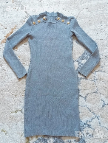 Сребриста рокля с бляскави частици, снимка 11 - Рокли - 52904609