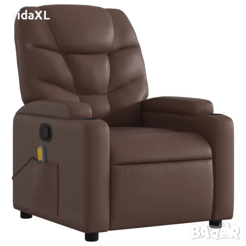 vidaXL Масажен наклоняем стол, кафяв, изкуствена кожа, снимка 3 - Дивани и мека мебел - 56147380
