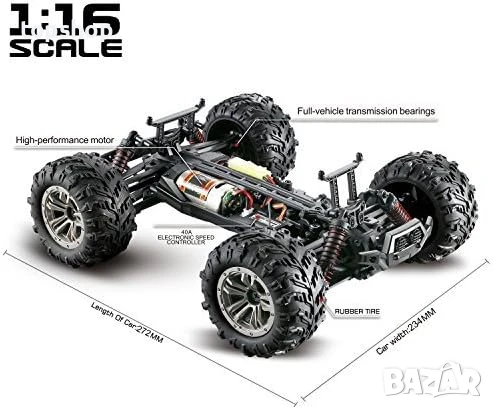 Hosim 1:16, 4WD кола с дистанционно 40+ км/ч с 2 батерии, радиоуправляем офроуд RC камион..., снимка 8 - Електрически играчки - 50649760