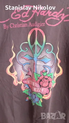 Тениска Ed Hardy x Christian Audigier True love, Size XL (Made in USA), снимка 2 - Тениски - 55788930