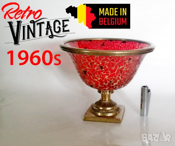 Белгийска стъклена купа фруктиера, снимка 4 - Други ценни предмети - 37381355