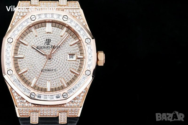 Audemars Piguet Royal Oak Automatic – Висок клас реплика, Rose Gold, Диамантен безел