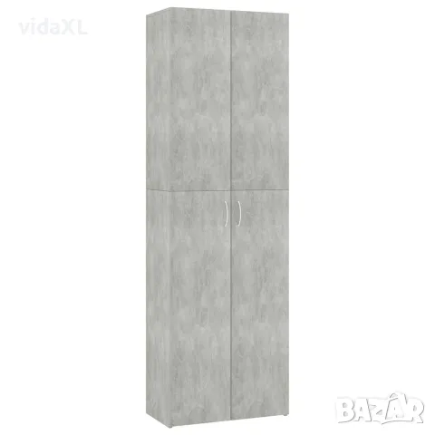 vidaXL Офис шкаф, бетонно сив, 60x32x190 см, инженерно дърво