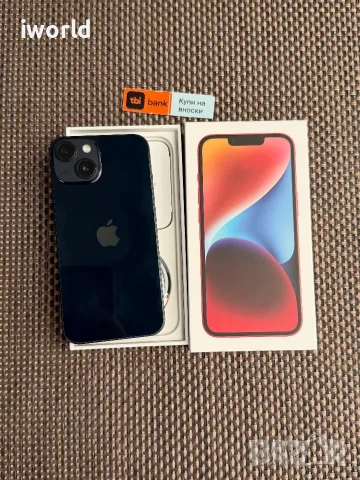 100% батерия🔋  iPhone 14  ❗️лизинг от 18€/мес  ❗️midnight black черен  ❗️ КАТО НОВ ❗️ 128gb