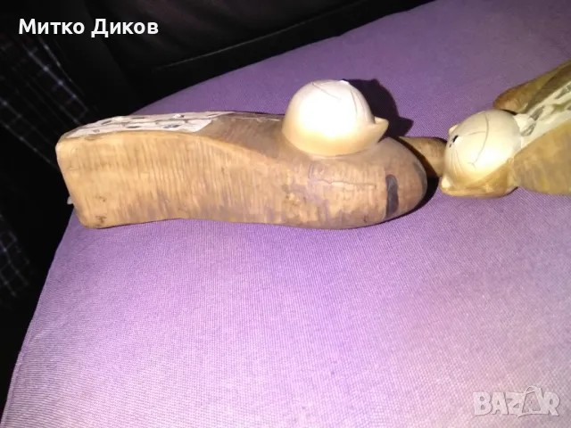 Дървени котета два броя за украса 16 и 11 см отлични, снимка 15 - Декорация за дома - 49799835