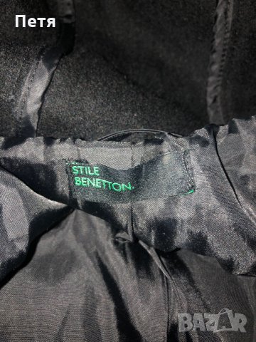 Benetton Дамско черно палто, снимка 3 - Палта, манта - 31804565