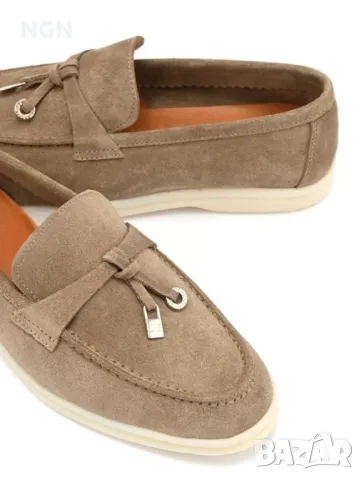 Дизайнерски дамски мокасини в тъмно бежов велур, снимка 5 - Дамски ежедневни обувки - 50014889