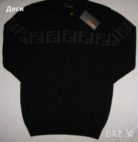 Fendi мъжки пуловер черен размер нов с етикет, снимка 4 - Пуловери - 38581958