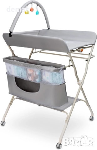 GOOZIE Бебешка маса за повиване с колелца – 5-степенна, регулируема