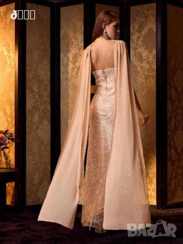 Чисто нова бална и официална рокля с кристална перелина, снимка 3 - Рокли - 53248240