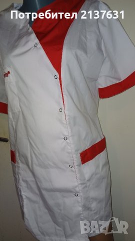 НОВА ! ДАМСКА БЯЛА РАБОТНА МАНТА - размер L, снимка 1