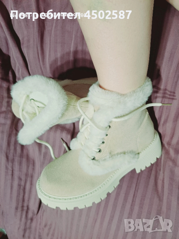 Топли бежови боти, снимка 4 - Дамски боти - 52949037