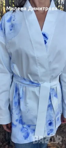 Ръчно рисувано сатенирано кимоно , снимка 6 - Сака - 48868410