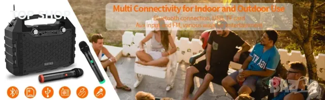 Висококачествена тонколона с микрофони от Hotec Wireless Bluetooth , снимка 11 - Аудиосистеми - 48498369