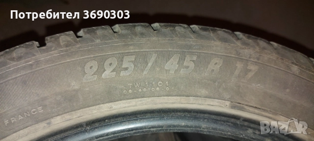 4 броя зимни гуми Bridgestone, размер 225/ 45 R17 - 91 H , снимка 4 - Гуми и джанти - 52465830