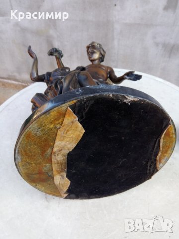 Бронзова статуетка "Зефир и Флора" - 19 век, 12 кг. Жак Бусо френски скулптор , снимка 10 - Антикварни и старинни предмети - 30809288