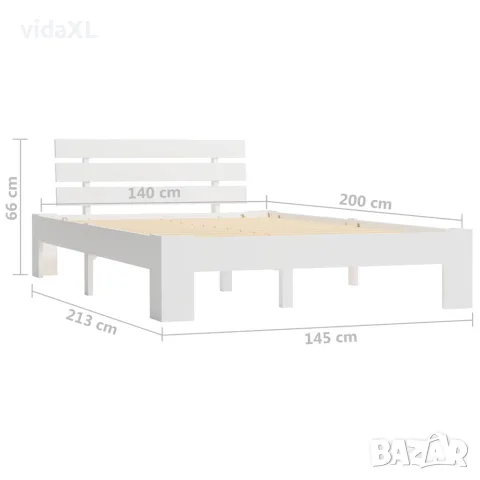 vidaXL Рамка за легло, бяла, бор масив, 140х200 см, снимка 7 - Спални и легла - 56146476