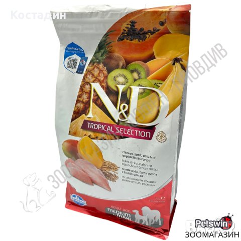 Пълноценна храна за Кучета от Средни и Едри породи - с Пиле - 2кг/10кг - N&D Tropical Selection