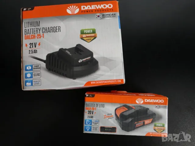 Зарядна станция Dаewoo "UNI-BAT" 21V, 2.5Ah + Батерия Dаewoo 20V, 2.0Ah, снимка 4 - Винтоверти - 49556143