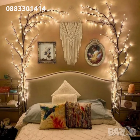 Светещо дърво за стена Лампички с дистанционно управление , снимка 8 - Декорация за дома - 52345895