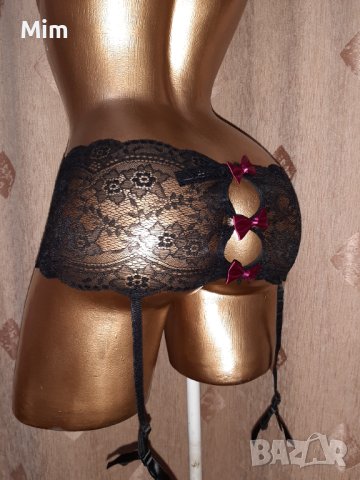 L Широк дантелен черен колан с жартиери , снимка 4 - Бельо - 40285939