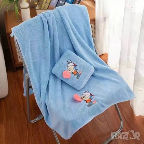 Комплект от 2 броя бродирани кърпи, меки и абсорбиращи, за баня и плаж 35×75 см. и 70×140 см., снимка 5 - Хавлиени кърпи - 51051500