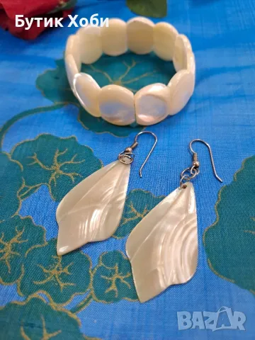 Ретро комплект бижута от натурален седеф , снимка 2 - Антикварни и старинни предмети - 47408708