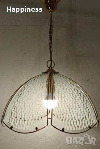 Абажур (Полилей) метален с 6 стъкла и Нова LED крушка Е27 9W 4000K, снимка 3 - Лампи за таван - 52304142