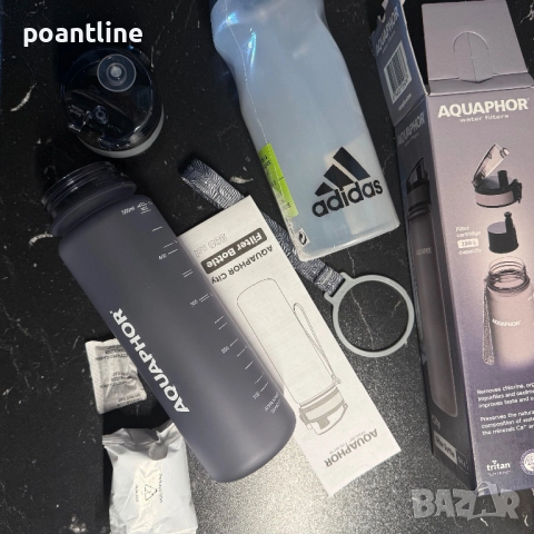 НОВИ! Adidas шише за вода спорт фитнес + Aquaphor бутилка с филтър