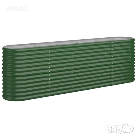 vidaXL Градинска повдигната леха поцинкована стомана зелена