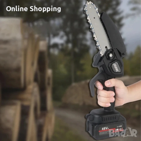 Акумулаторен мини верижен трион 6", Комплект с 2 батерии 6000mAh и куфар, снимка 4 - Градинска техника - 53320732