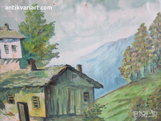 Стара картина,масло,картон, подпис- Танев, 48х37см., снимка 4 - Картини - 29413759