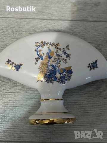 Старинен гръцки порцеланов салфетник с 24 к злато , снимка 2 - Колекции - 53348241