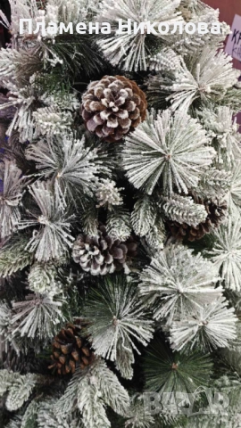 Изкуствено борче/елха със заскрежени иглички, снимка 2 - Декорация за дома - 52301788
