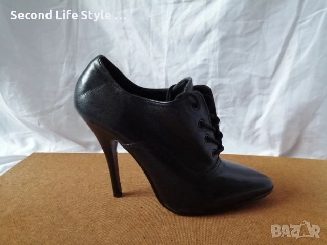 №36 Pleaser дамски обувки естествена кожа - висок ток, черен цвят