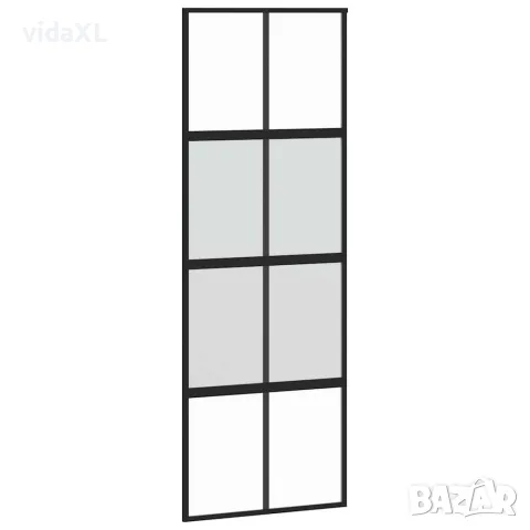 vidaXL Плъзгаща се врата с обков 76x205 см Закалено стъкло&Алуминий, снимка 3 - Входни врати - 56147078