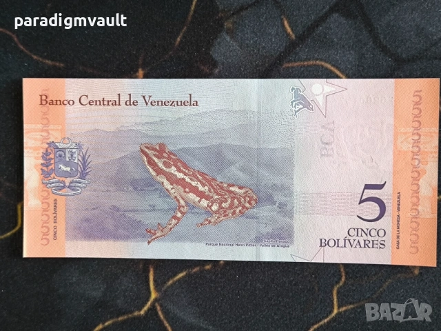 Банкнота - Венецуела - 5 боливара UNC | 2018г., снимка 2 - Нумизматика и бонистика - 54312129