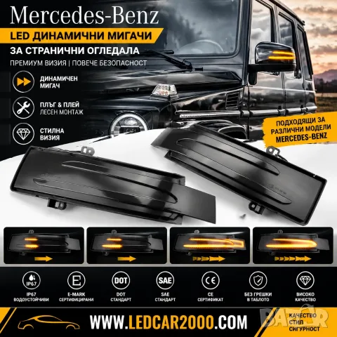 LED Динамични Мигачи Mercedes (W166) 408 HP/300 KW 11-19 – 72 SMD LED Plug & Play