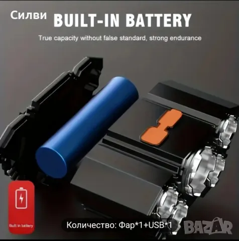 Мощен регулируем зареждащ се челник лампа крушка за глава три презрамки УСБ Зареждане, снимка 3 - Други - 49337994