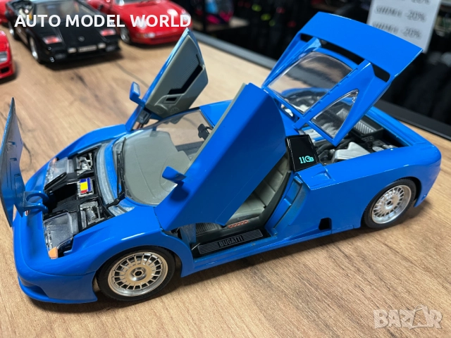 BBUARGO колекционерски модел макет BUGGATI EB 110 1:18 мащаб, снимка 5 - Колекции - 52324386