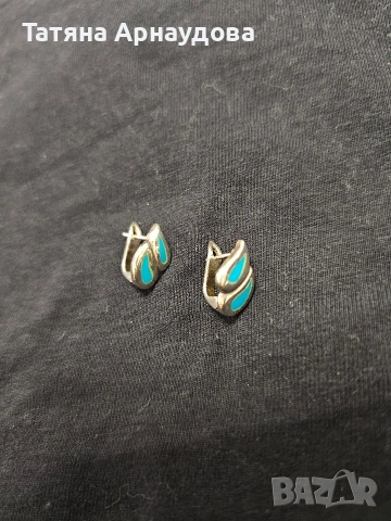 Елегантни сребърни обеци с тюркоаз , снимка 3 - Обеци - 54363211