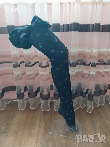 М/ХL Черен чорапогащник на звезди с брокатени сребристи нишки 