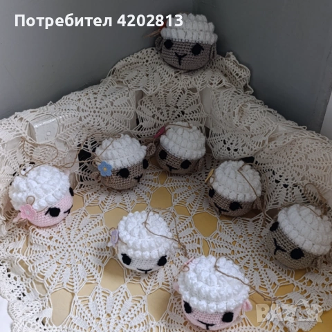 Ръчна изработка . Агънца , плетени на една кука , снимка 11 - Декорация за дома - 53989466